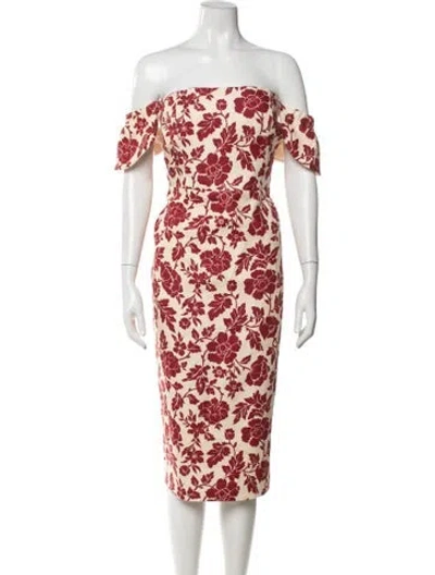 Pre-owned Posse Floral Print Knee-length Dress In Red