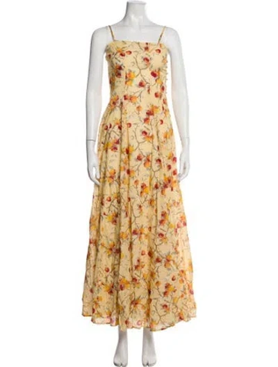 Pre-owned Posse Floral Print Long Dress In Multi