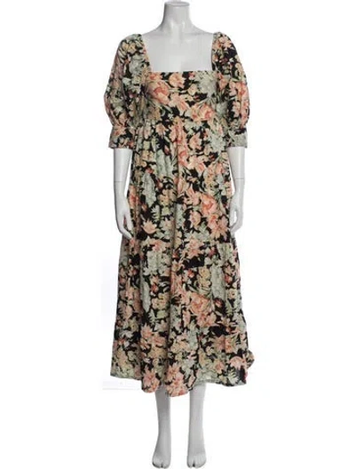 Pre-owned Posse Floral Print Long Dress In Multi