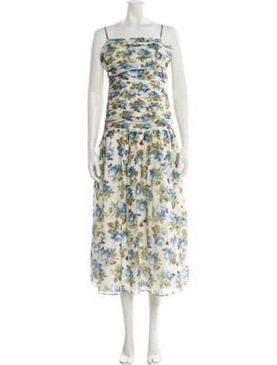Pre-owned Posse Floral Print Long Dress In Neutral