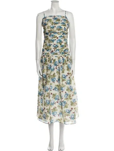 Pre-owned Posse Floral Print Long Dress In Neutral