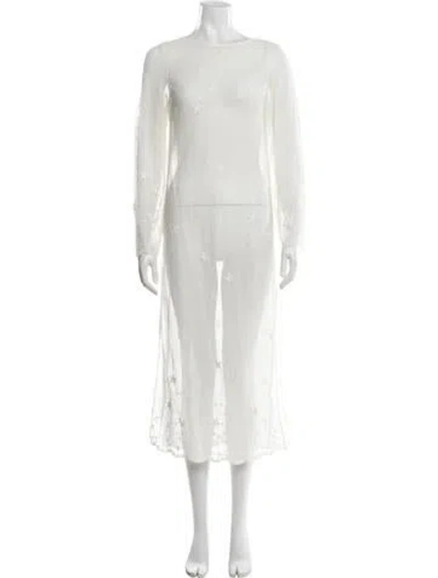 Pre-owned Posse Floral Print Long Dress In Neutrals/white