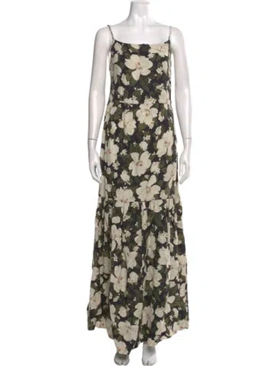 Pre-owned Posse Floral Print Long Dress W/ Tags In Black