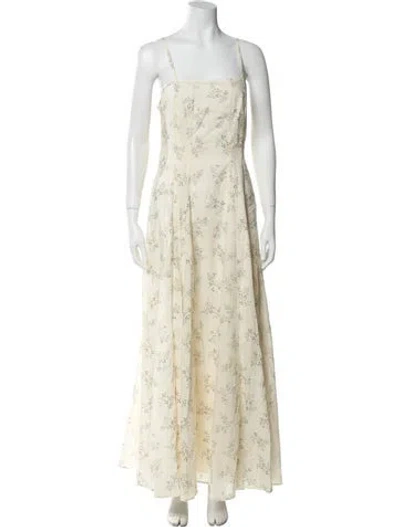 Pre-owned Posse Floral Print Long Dress W/ Tags In Neutral