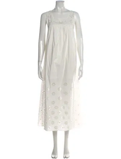 Pre-owned Posse Floral Print Long Dress In White