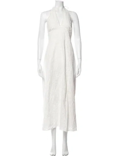 Pre-owned Posse Floral Print Long Dress In White