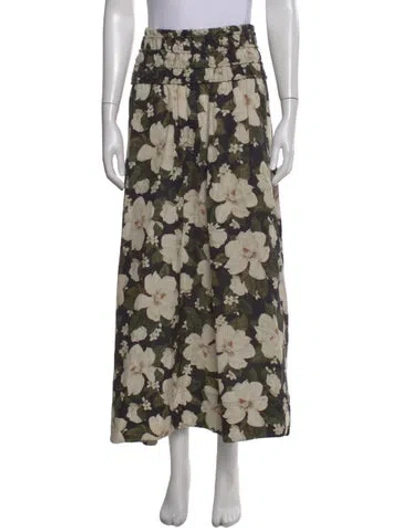 Pre-owned Posse Floral Print Long Skirt In Black