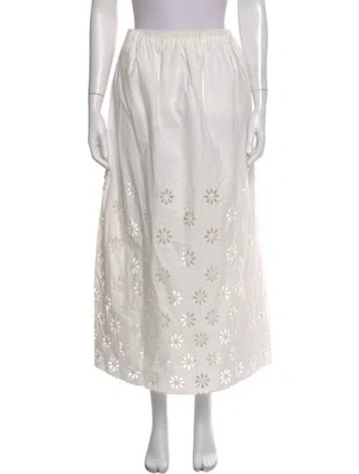Pre-owned Posse Floral Print Long Skirt In White