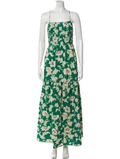 Pre-owned Posse Floral Print Midi Length Dress In Green