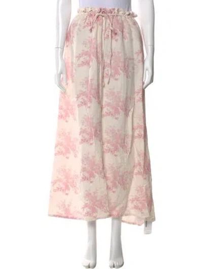 Pre-owned Posse Floral Print Midi Length Skirt In Pink