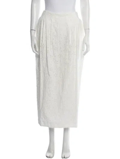 Pre-owned Posse Floral Print Midi Length Skirt W/ Tags In White