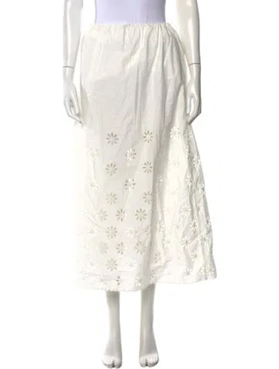 Pre-owned Posse Floral Print Midi Length Skirt In White