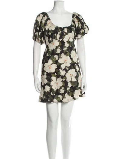Pre-owned Posse Floral Print Mini Dress In Black