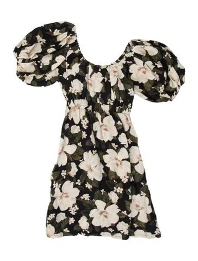 Pre-owned Posse Floral Print Mini Dress In Black/neutrals