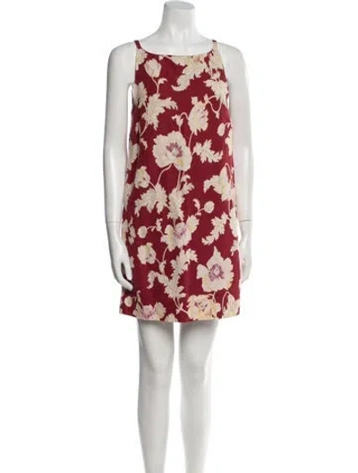 Pre-owned Posse Floral Print Mini Dress In Burgundy