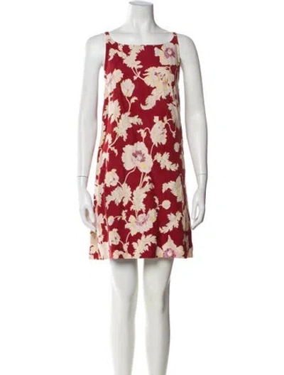 Pre-owned Posse Floral Print Mini Dress In Burgundy