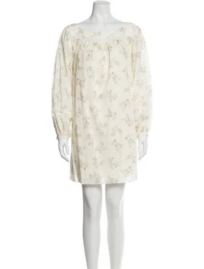 Pre-owned Posse Floral Print Mini Dress In Neutral