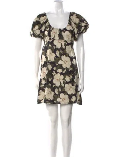 Pre-owned Posse Floral Print Mini Dress In Neutral