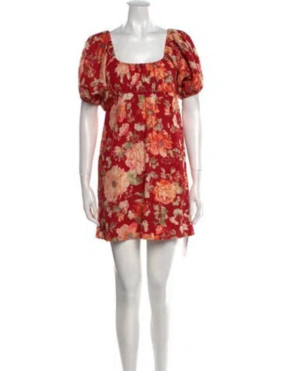 Pre-owned Posse Floral Print Mini Dress In Red