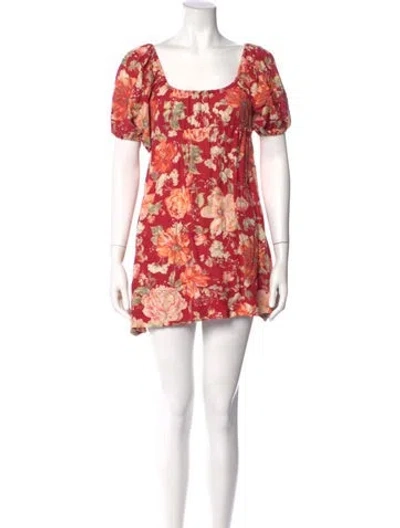 Pre-owned Posse Floral Print Mini Dress In Red