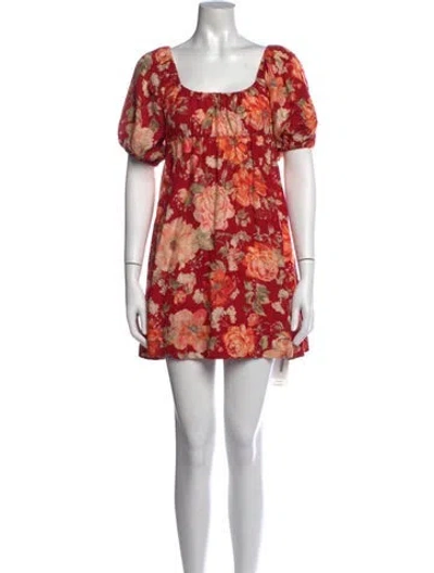 Pre-owned Posse Floral Print Mini Dress In Red