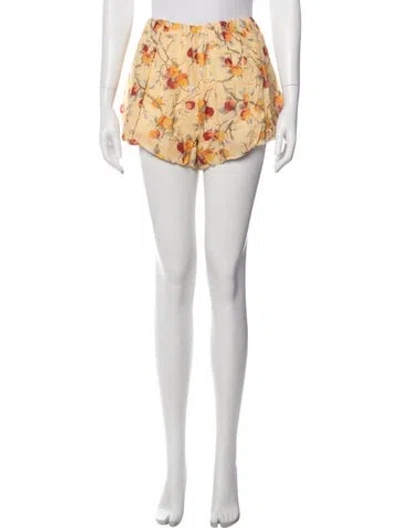 Pre-owned Posse Floral Print Mini Shorts In Neutrals