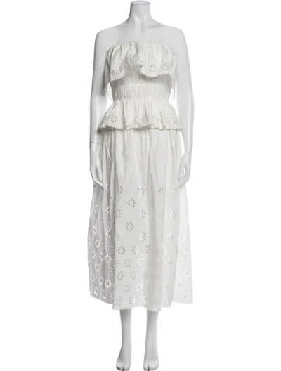 Pre-owned Posse Floral Print Ruffle Embellishment Skirt Set In White