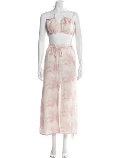 Pre-owned Posse Floral Print Skirt Set W/ Tags In White