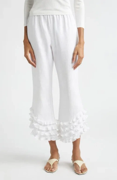 POSSE POSSE FLORENCE RUFFLE DETAIL CROP LINEN PANTS