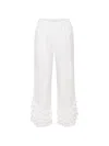 Posse Florence Ruffle Detail Crop Linen Pants In White