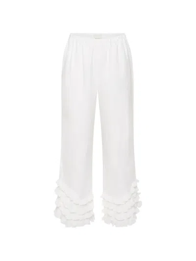 Posse Florence Ruffled Trousers In White