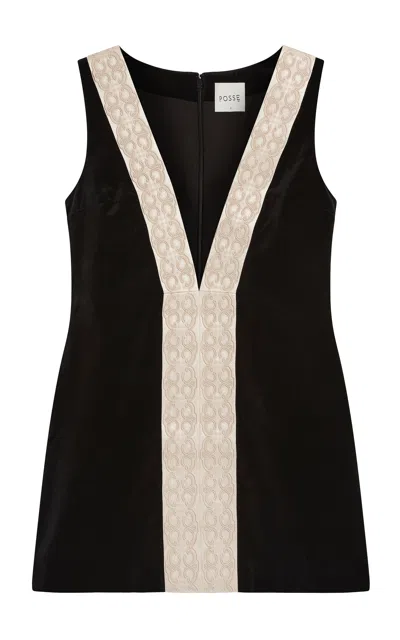 Posse Florian Velvet Mini Dress In Black