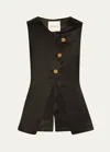 Posse Gigi Buttoned Linen-blend Vest In Black
