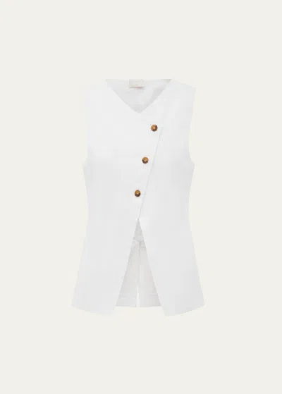 Posse Gigi Cutaway Asymmetric Linen Vest In Ivory