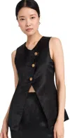 Posse Gigi Buttoned Linen-blend Vest In Black