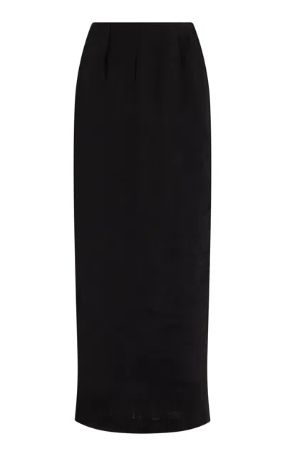 Posse Gigi Linen-blend Maxi Skirt In Black