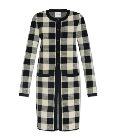Posse Gingham Check Button Cardigan In Black