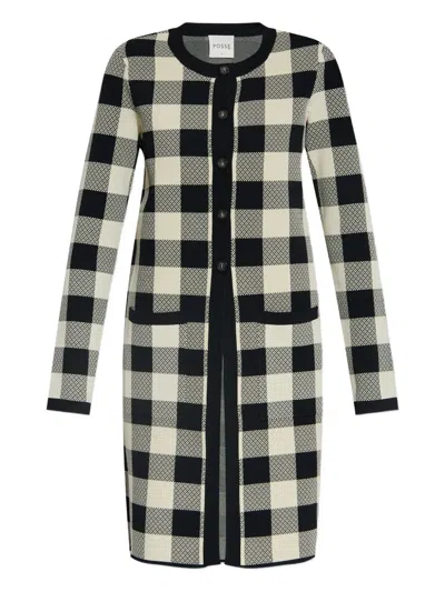 Posse Gingham Check Button Cardigan In Multi