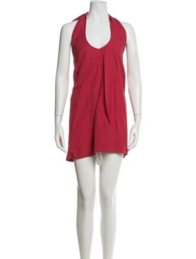 Pre-owned Posse Halterneck Mini Dress In Red