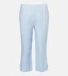 Posse Harper Linen Capri Pants In Blue