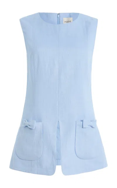 Posse Harper Linen Top In Blue
