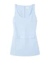 Posse Harper Bow-detailed Linen Mini Dress In Blue