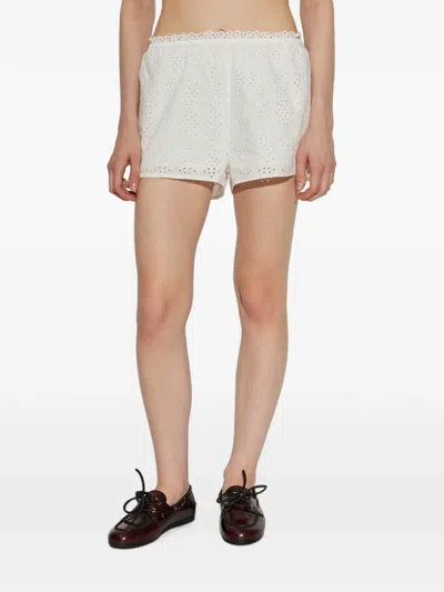 Posse Harriet Broderie-anglaise Shorts In Transparent