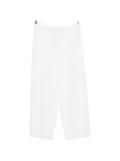 Posse Harriet Eyelet-embroidered Trousers In White