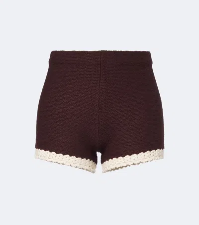 Posse Hattie Crochet-trimmed Shorts In Brown