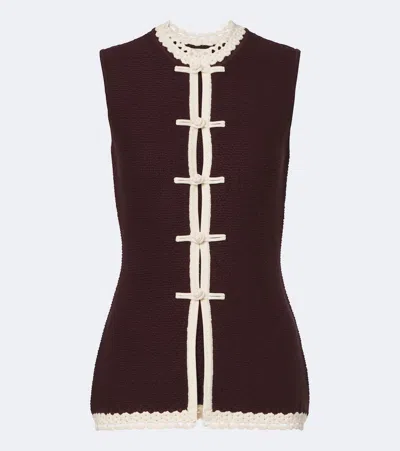Posse Hattie Crochet-trimmed Top In Brown