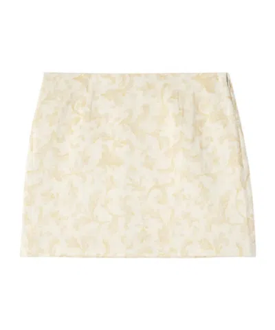 Posse Isla Printed Linen And Silk-blend Mini Skirt In Yellow