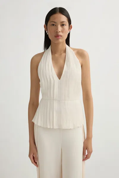 Posse Jane Pleated Halter Top In Neutral
