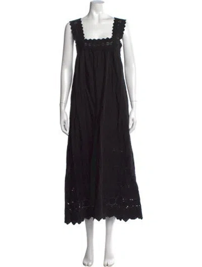 Pre-owned Posse Lace Pattern Long Dress In Black