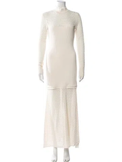 Pre-owned Posse Lace Pattern Long Dress In Neutrals